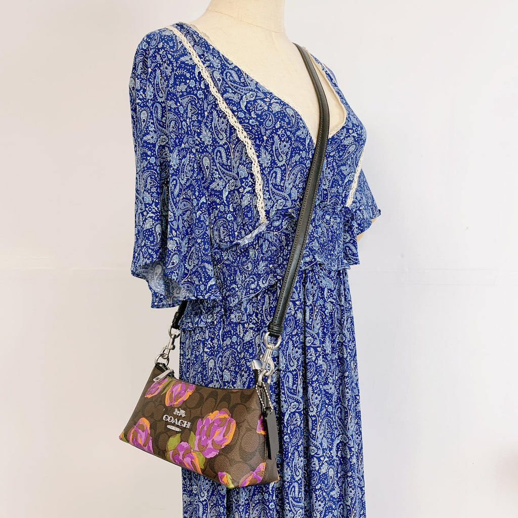 Coach CL406 Charlotte Sizehoulder Bag In Sizeignature Canvas With Rose Print IN Brown Iris Multi