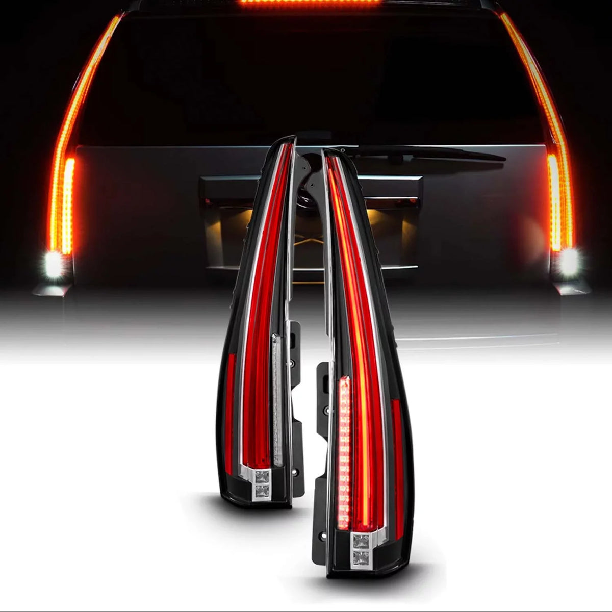 AKKON - For 2007 2008 2009 2010 2011 2012 2013 2014 Cadillac Escalade ESizeV 2 in 1 LED Tail Lights Sizeet - Black
