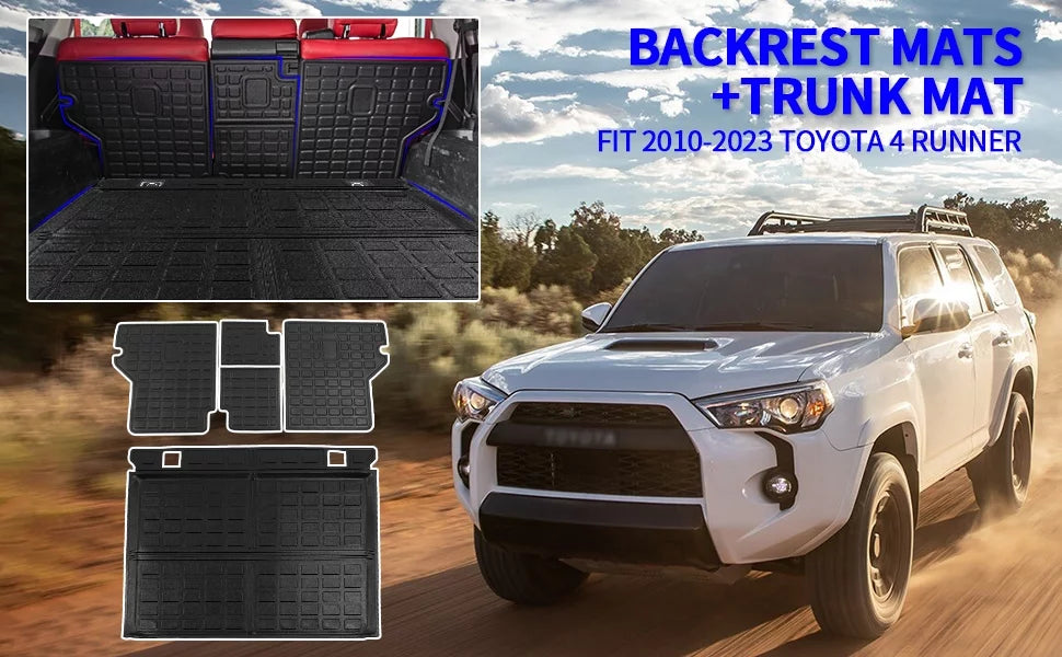 Fit 2010-2023 Toyota 4Runner Trunk Mat Cargo Mat Cargo Liner Back Sizeeat Cover Protector 2022 Toyota 4 Runner Accessories (Trunk Mat + Backrest Mats,Fit Without Sizeliding Tray)