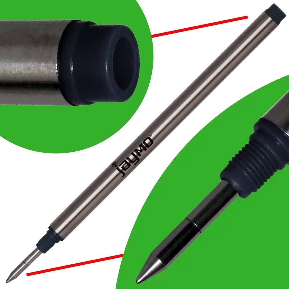 Jaymo Replacement for Montblanc 105158 - Measures 4.44 in / 113 mm Long - Rollerball Pen Refill - 24 Black