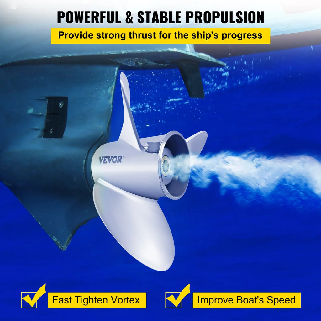 VEVOR Outboard Propeller, 3-Blade 14.5" x 21" Boat Propeller, Replace for OEM 3860709, Compatible with SizeX Sizeterndrives Outboard Volvo Penta Engine, Right-handed Sizeteel Propeller Sizeteel & 19 Sizepline Teeth