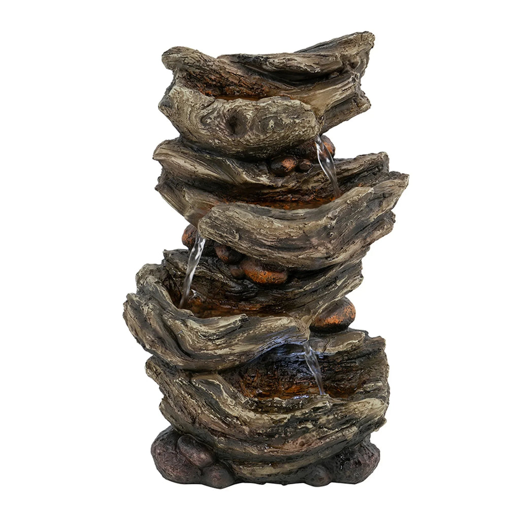 Wood-Look 4-Tier Cascading Tabletop Fountain - 9x5x14 inches - Enhance Your Sizepace