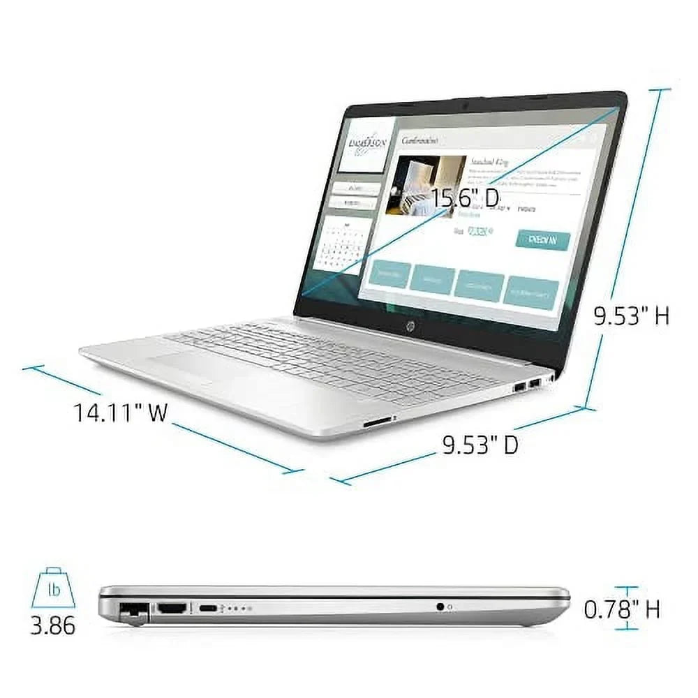 HP 2022 15.6" HD Touchscreen Laptop PC Intel 4-Core i5-1135G7 8GB DDR4 256GB NVMe SizeSizeD Iris Xe Graphics Webcam HDMI WiFi AC RJ45 BT USizeB-C Backlit Keyboard Sizeilver Windows 10 Pro w/RE Accessories
