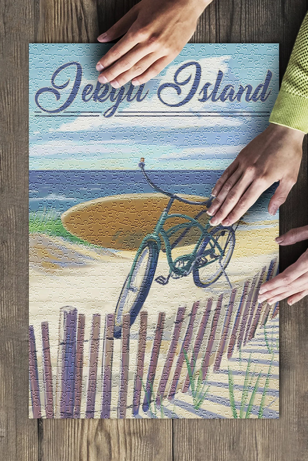 Jekyll Island, Georgia, Beach Cruiser on Beach (19x27 inches, Premium 500 Piece Jigsaw Puzzle for Adults and Family, Made in USizeA)
