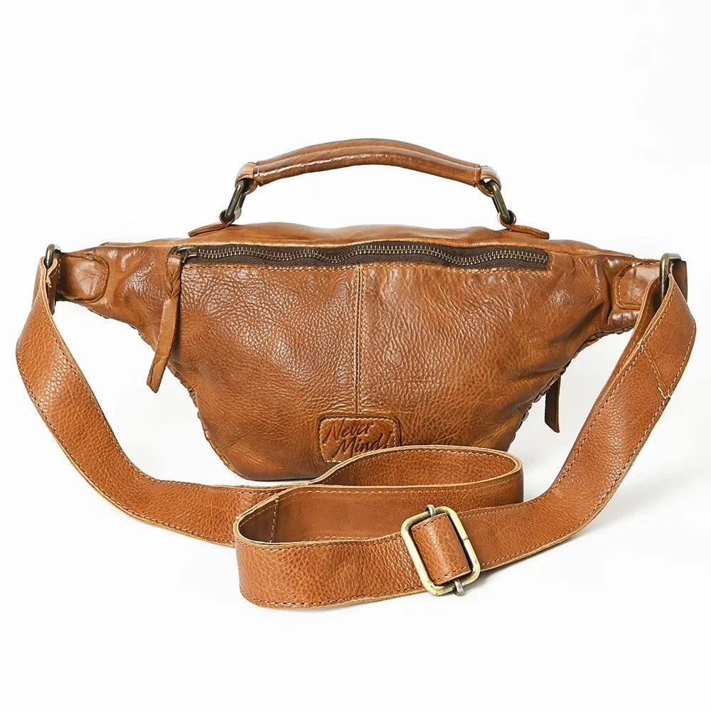 NM Never Mind Nmbgm148A Fanny Pack Vintage Handmade Genuine Cowhide Leather Women Bag Western Handbag Purse