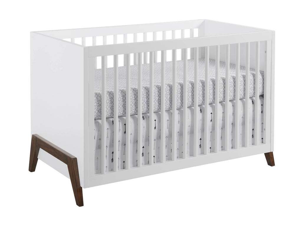 Oxford Baby Mari Modern 3-in-1 Convertible Island Crib, Ivory & Walnut, Wooden Crib