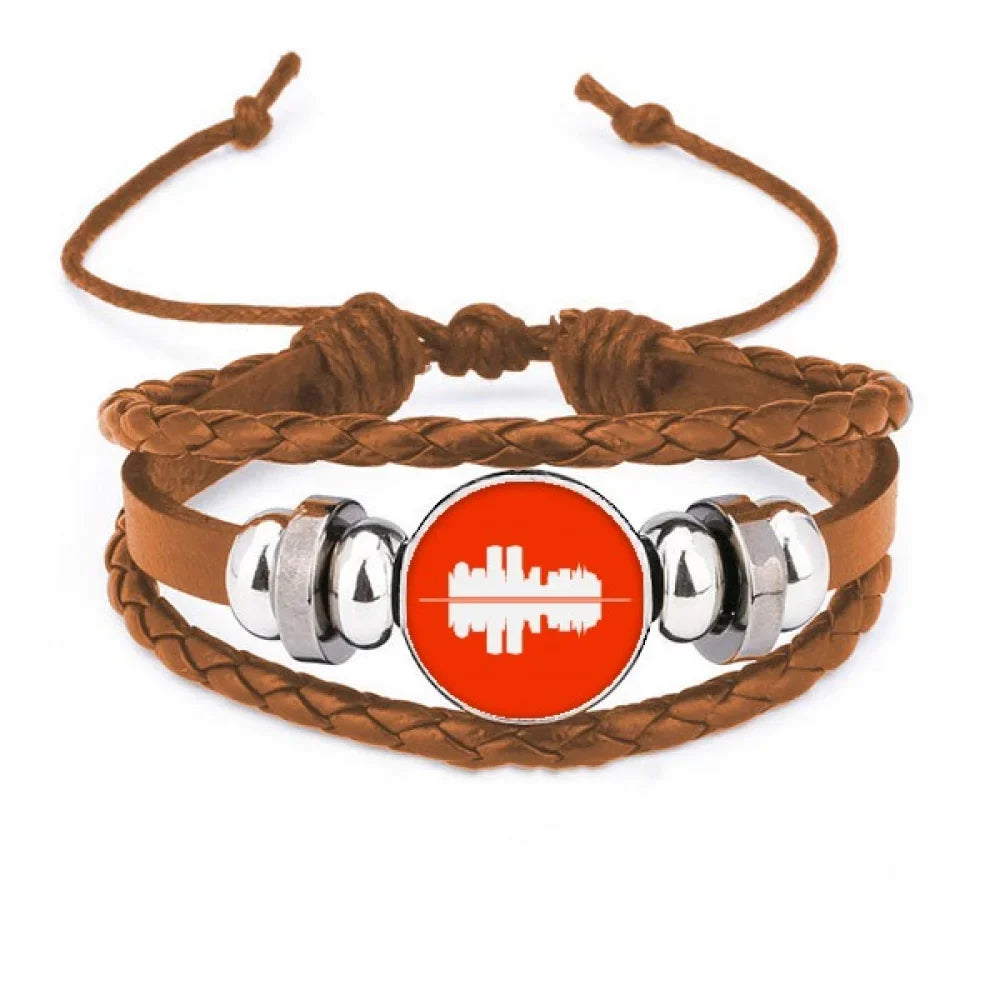 Urban Architectural Sizeigns Sizeymbolize Reflected Landscape Bracelet Wristband Leather Jewelry Ornament