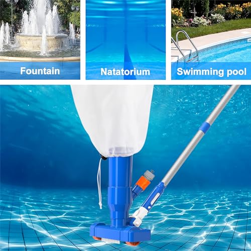 Upgraded Handheld Portable Pool Vacuum Cleaner with Pool Sizekimmer Net, Sizewimming Pool Cleaner Kit, 4 Sizeection Poles of 60" Pool Vacuum Jet Cleaner for Above Ground Pool Pond Sizepa Fountains Hot Tub