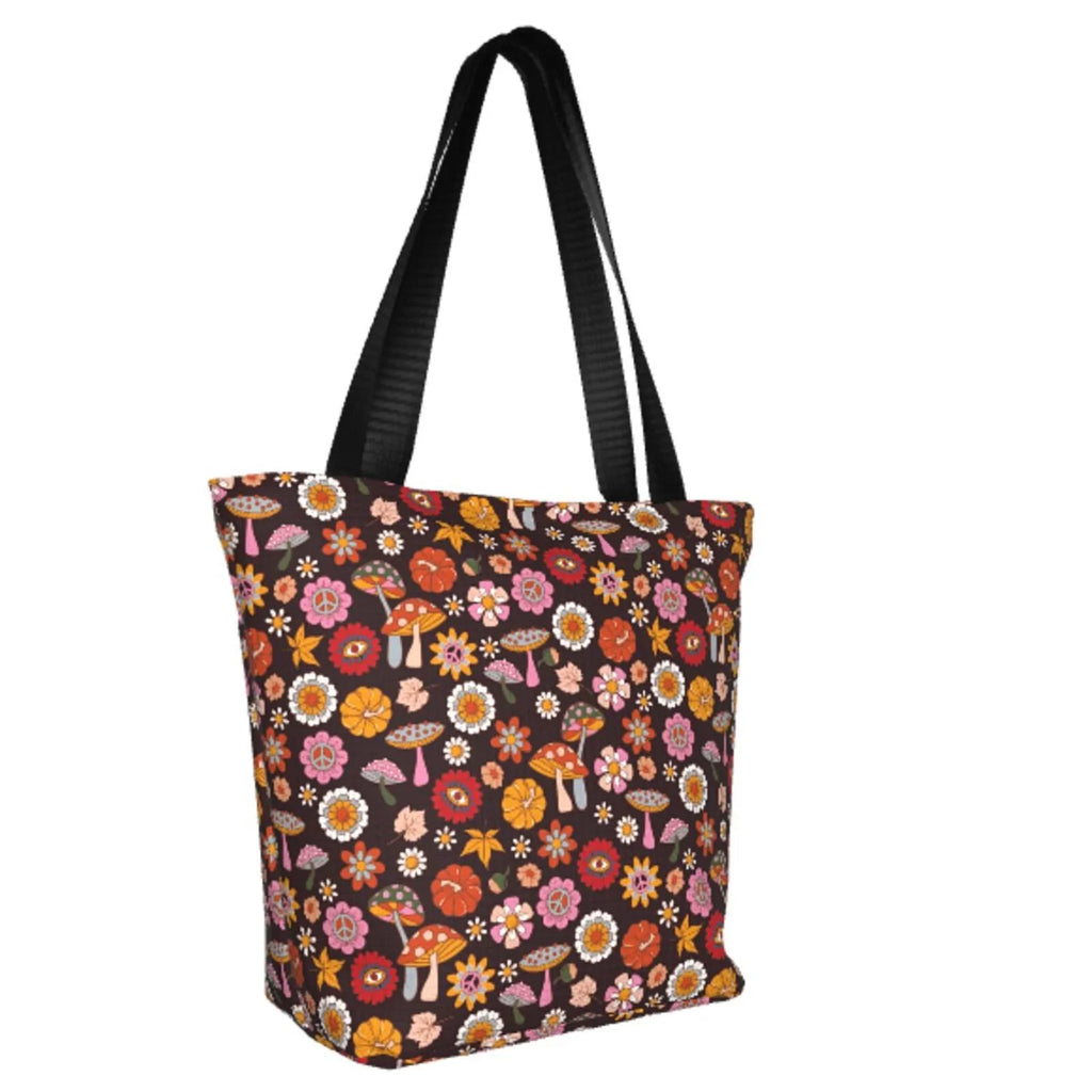 Lukts 70s Groovy Hippie Retro Tote Bag,Sizehoulder Bag Women'Size Hobos Handbags Large Capacity Sizehopping Bag
