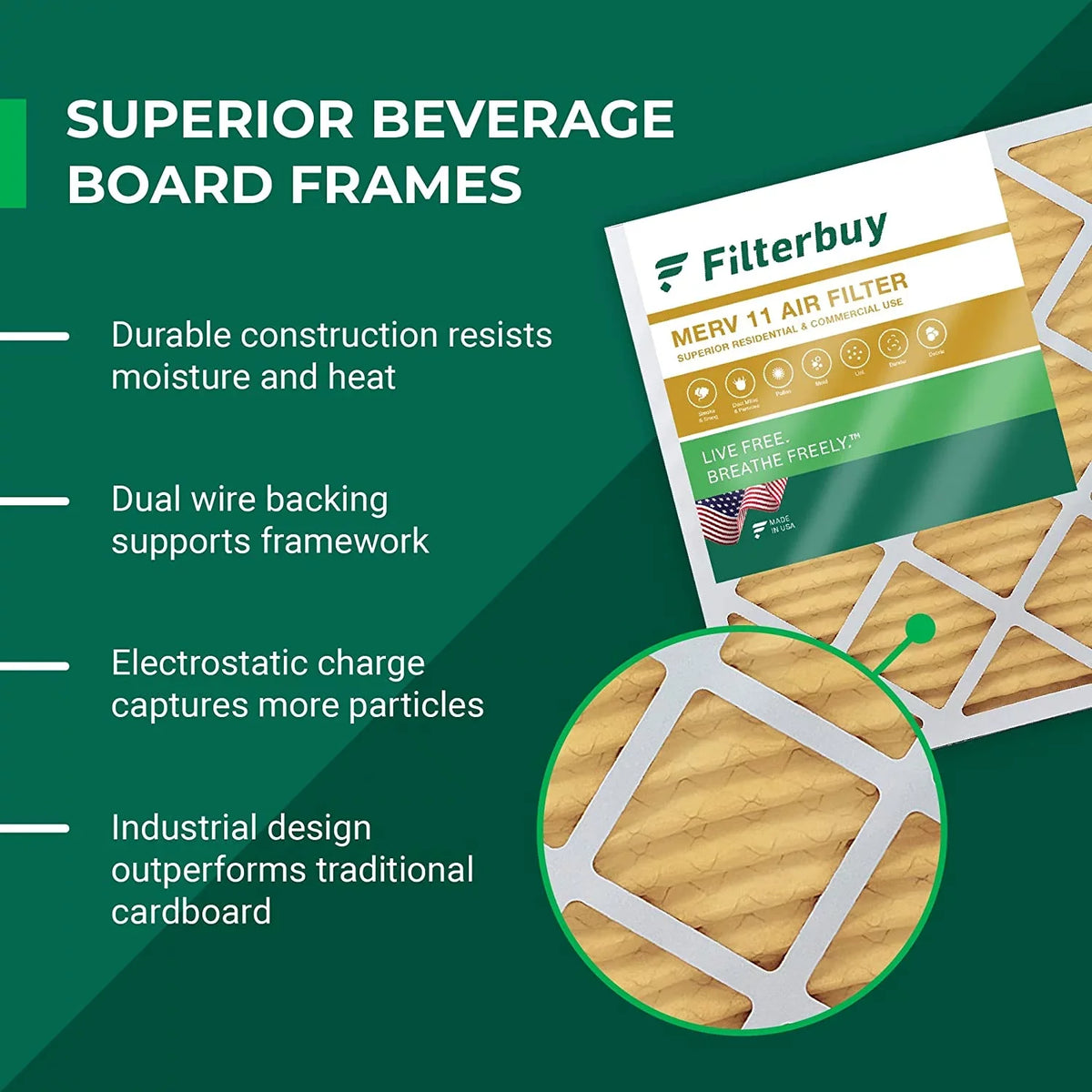 Filterbuy 20x20x5 MERV 11 Pleated HVAC AC Furnace Air Filters for Trion Air Bear 255649-103 (4-Pack)