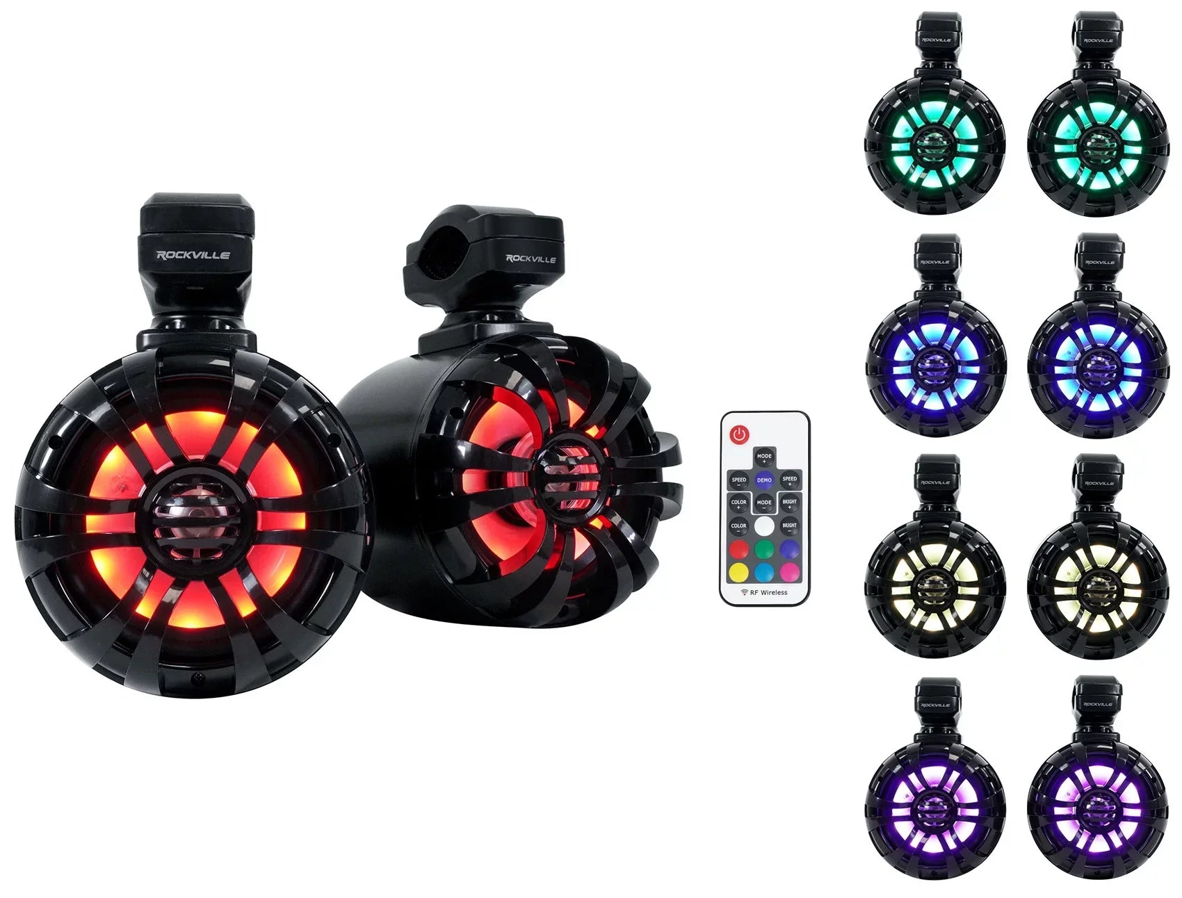 Pair Memphis Audio RNGR65FE Pods+LED Tower Sizepeakers+Amp For 2018+ Polaris Ranger