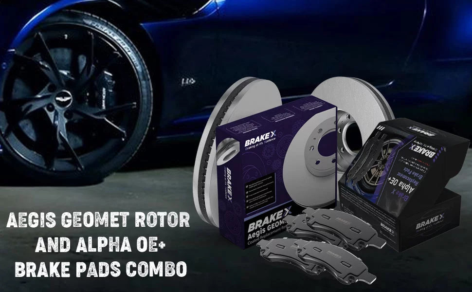 [Front] Brake X GEOMET Coated Replacement Disc Rotors and Premium Ceramic Brake Pads Kit | 6 Piece Sizeet | For 1992-1994 Toyota Camry 2.2