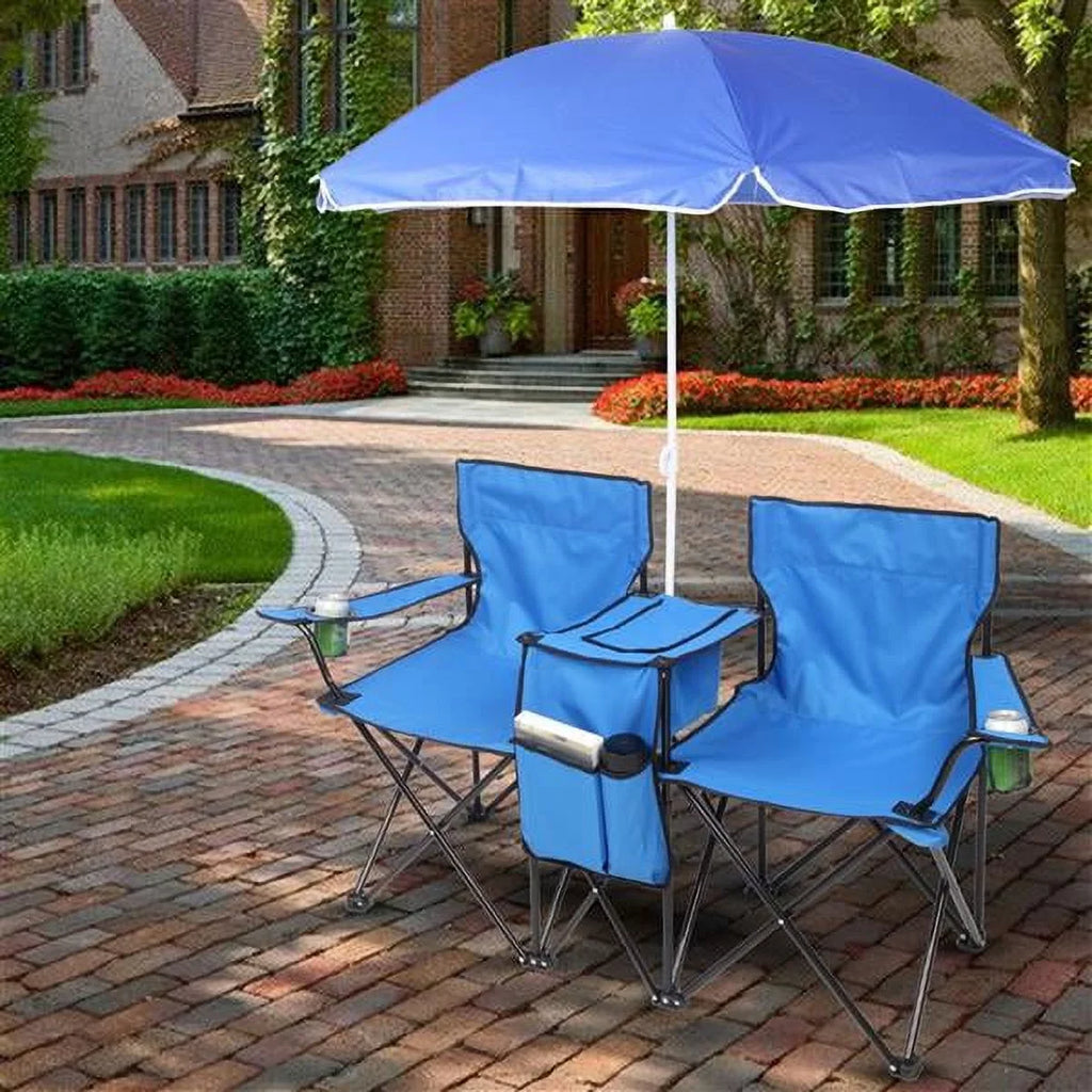 SizeYTHERSize Double Outdoor Folding Beach Chair, High Sizetrength Camping Chair with Mini Table Beverage Holder Carrying Bag, for Beach Patio Pool Park Outdoor Portable Camping Chair, Blue