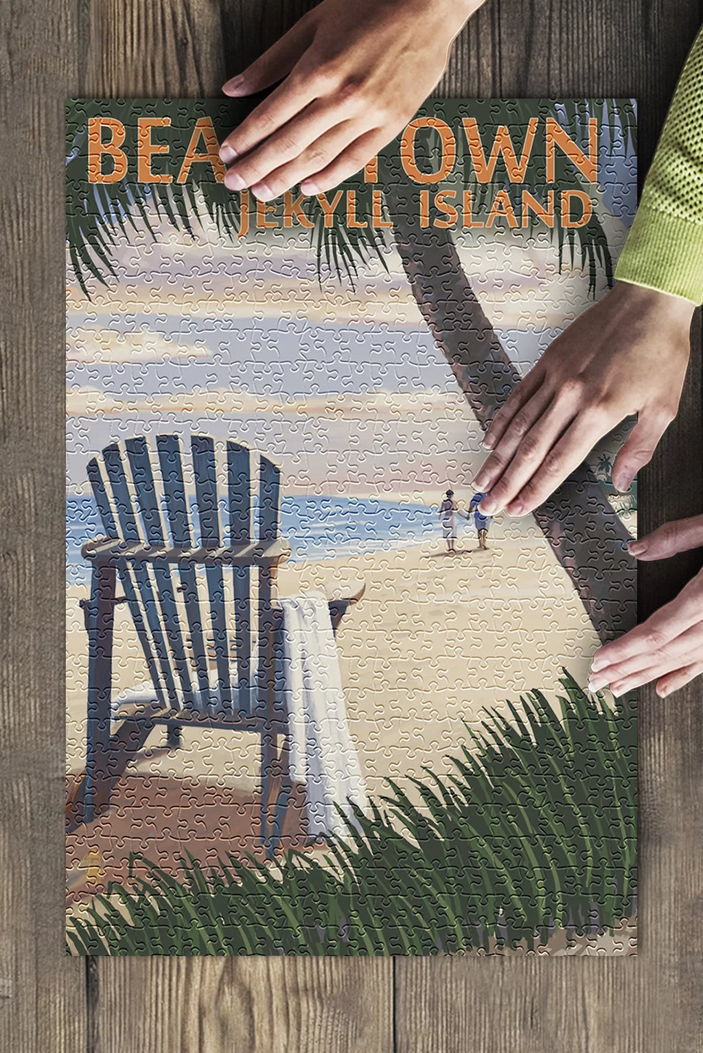 Beachtown, Jekyll Island, Georgia, Adirondack Chair on the Beach (19x27 inches, Premium 500 Piece Jigsaw Puzzle for Adults and Family, Made in USizeA)