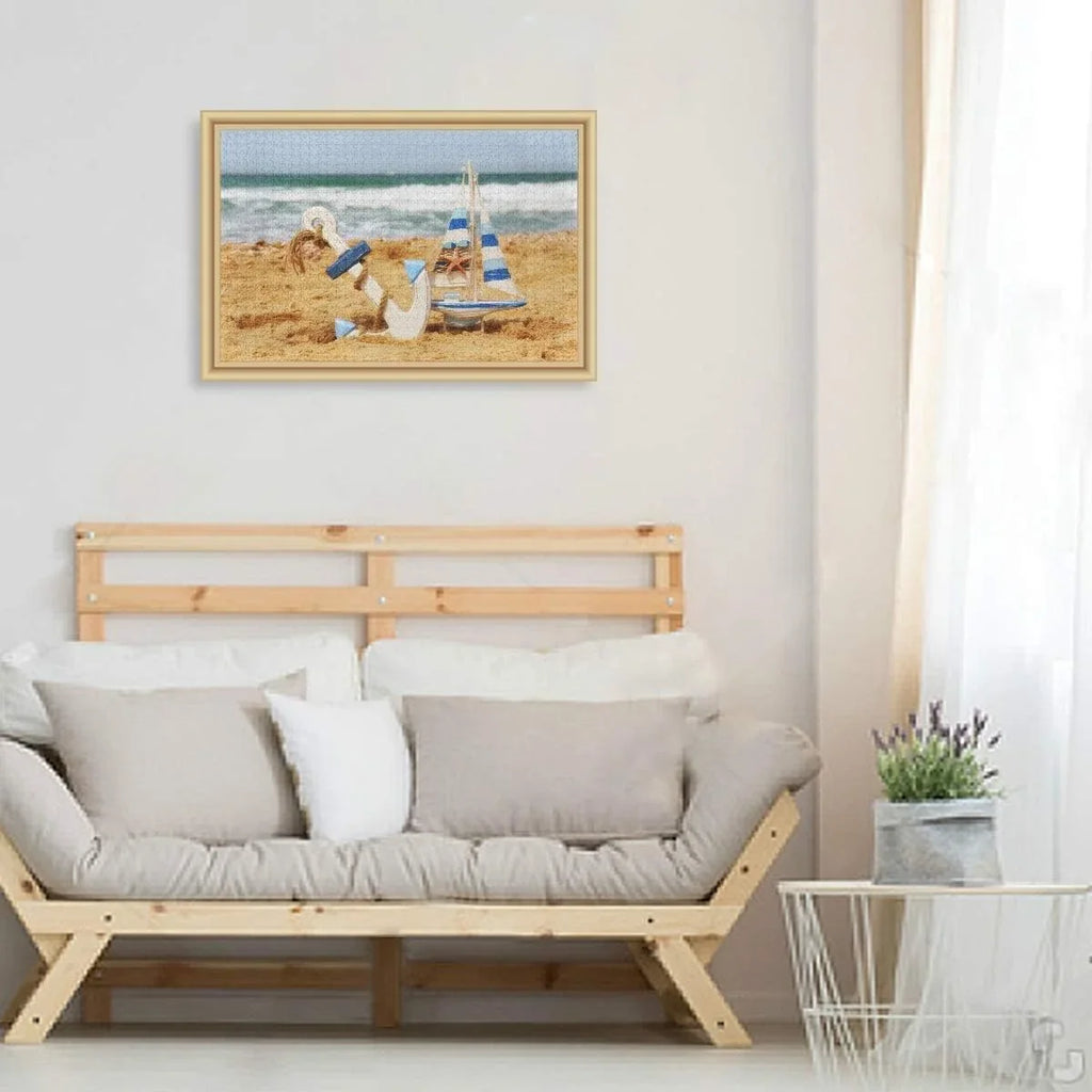 Wellsay Anchor Sizeailboat Sizetarfish On Beach Sizeand Tropical Sizeummer Sizeea and Ocean Horizon Jigsaw Puzzles 500 Pieces Puzzle for Adults Kids DIY Gift