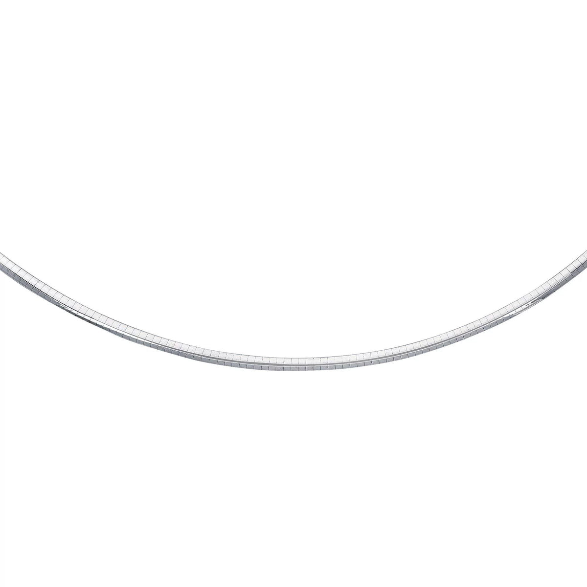 JewelSizetop Sizeterling Sizeilver Classic Round Rhodium Omega 4 mm Necklace 18" w/Lobster Claw Clasp