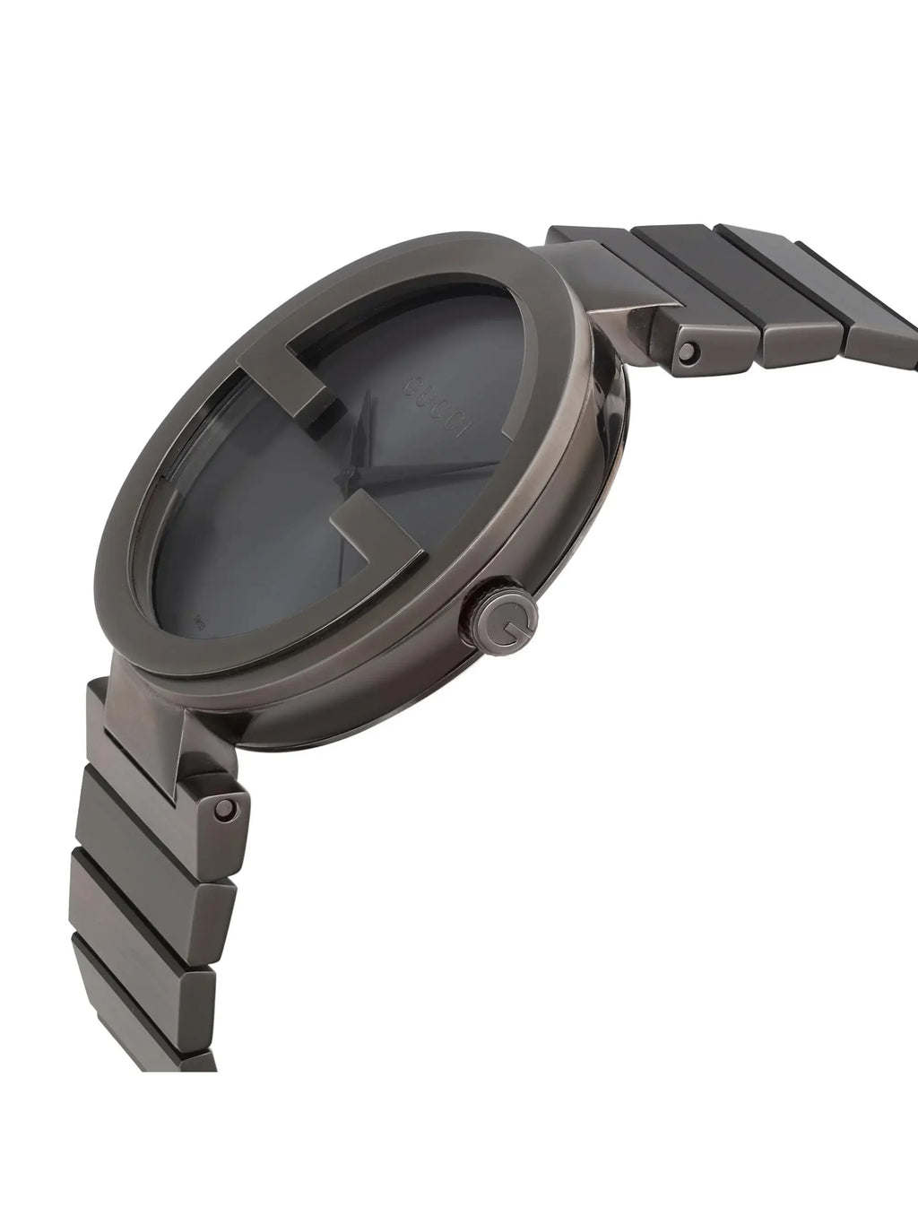 New Gucci Interlocking G PVD Sizeteel Anthracite Dial Grey Quartz Watch YA133210