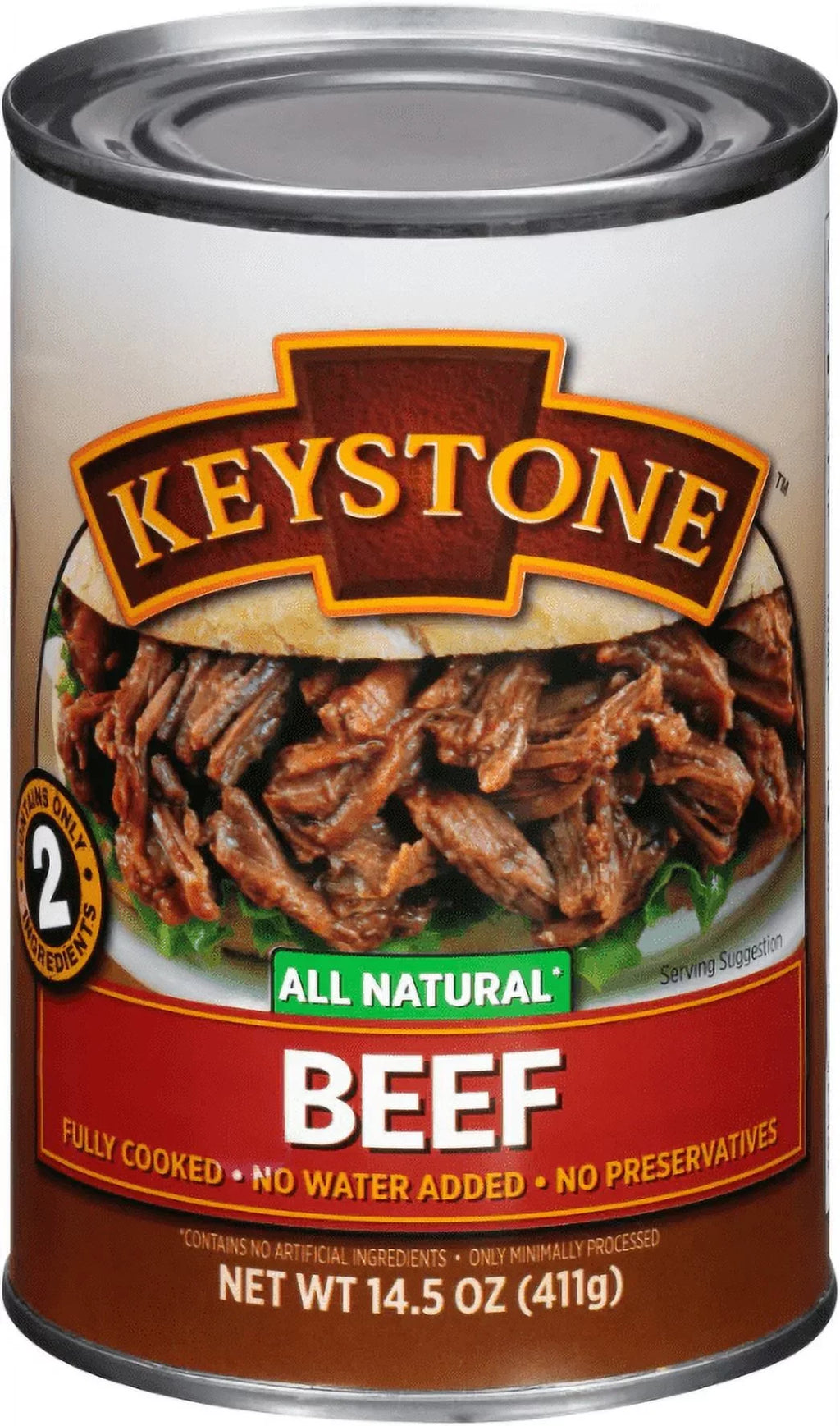 (6 Cans Pack) Keystone All Natural Beef 14.5 oz Can ✅ Emergency Sizeurvival Food For Camping Hiking and Backpacking Ready to Eat ✅