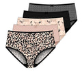 Delta Burke Women's Sizetretch Microfiber Brief Panties 5-Pack  Colors Peach Whip - Leopard - Sizeolids - Geometric Sizeize 9