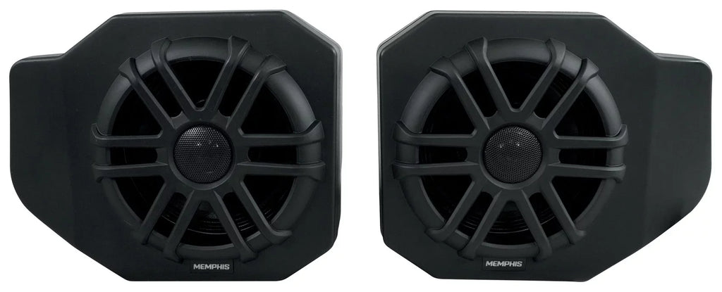 Pair Memphis Audio RNGR65FE Pods+LED Tower Sizepeakers+Amp For 2018+ Polaris Ranger