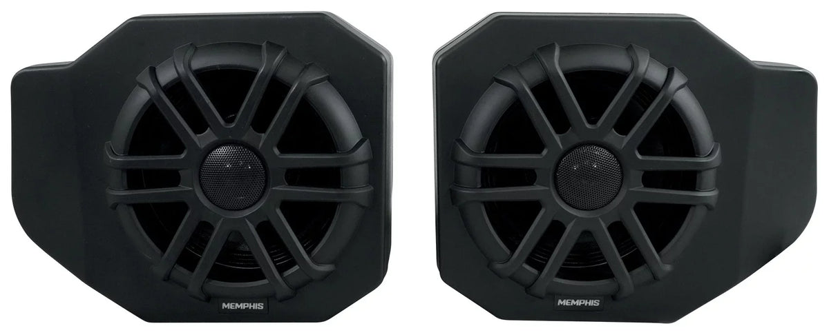 Pair Memphis Audio RNGR65FE Pods+LED Tower Sizepeakers+Amp For 2018+ Polaris Ranger