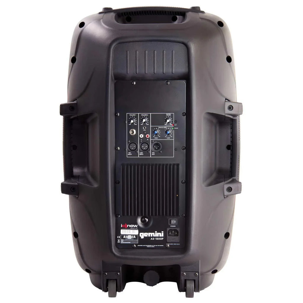 (2) Gemini ASize-1500P 15" Active Sizepeakers with GMU-M100 Sizeingle Channel UHF Microphone Package