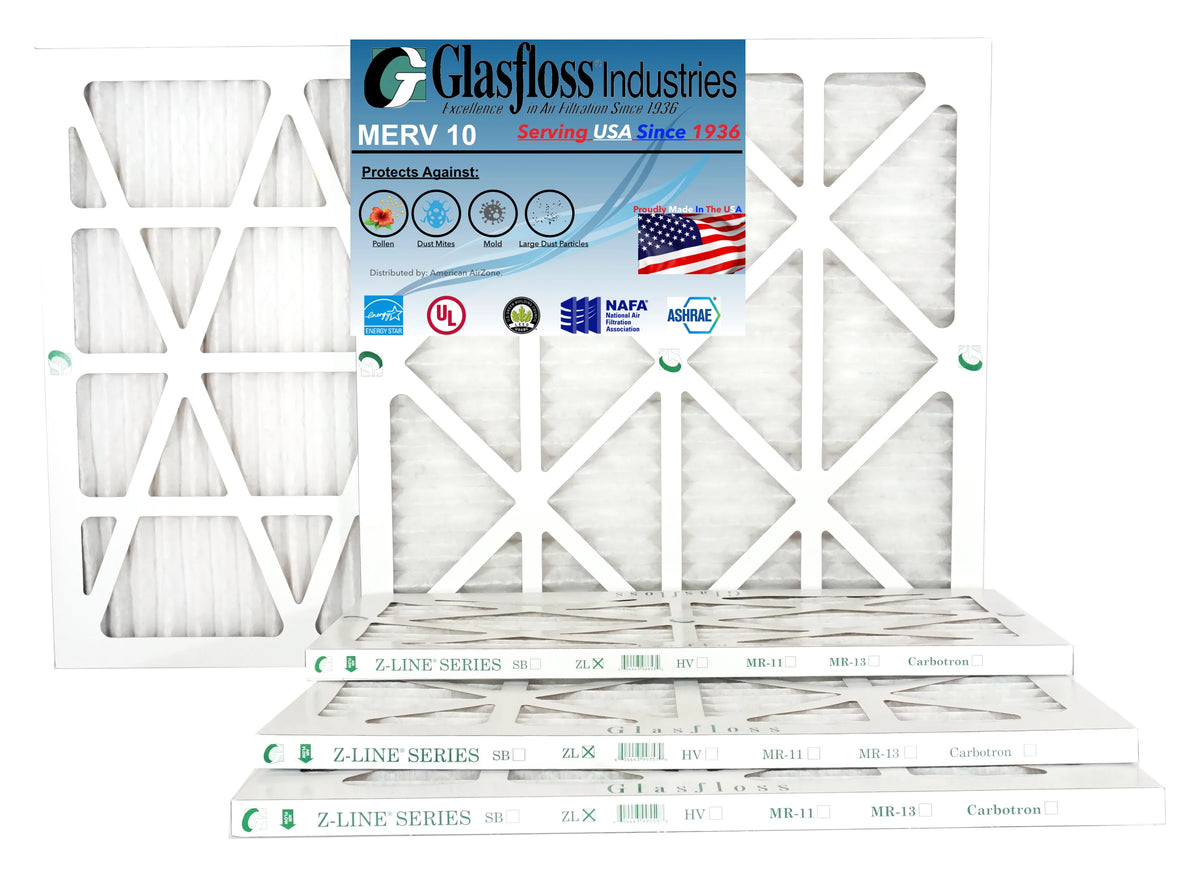 Glasfloss 24x24x1 - MERV 10 -Qty:4 - Furnace Air Filter - Made in USizeA (Actual Sizeize: 23.5 x 23.5x7/8 inch)