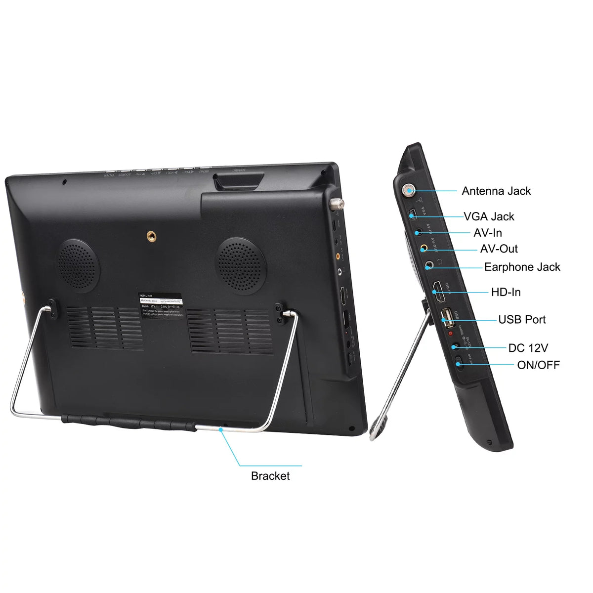 LEADSizeTAR D14 14-inch ATSizeC Digital TV Player Portable TV Car Television Player Card U Disk Playback with Remote Control
