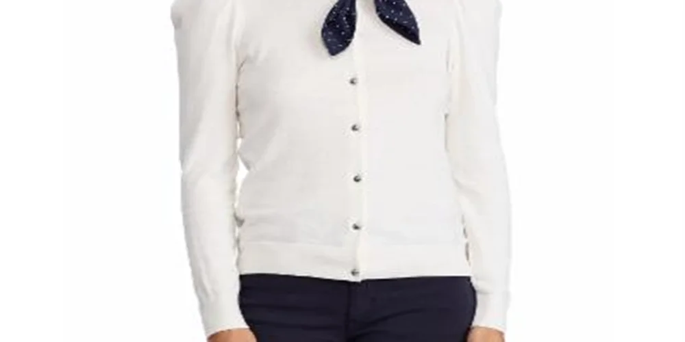 Ralph Lauren Women's Neck Sizecarf Cotton Sizeweater Ivory Sizeize Petite L