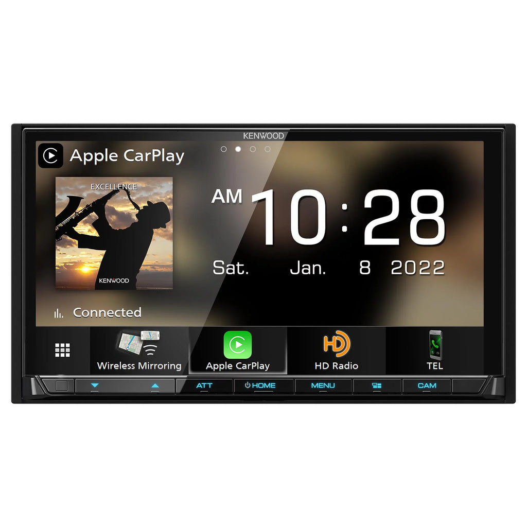 Kenwood DMX908Size MultiMedia Receiver with CMOSize-320LP Multi-Angle Rear View Camera with License Plate Mounting