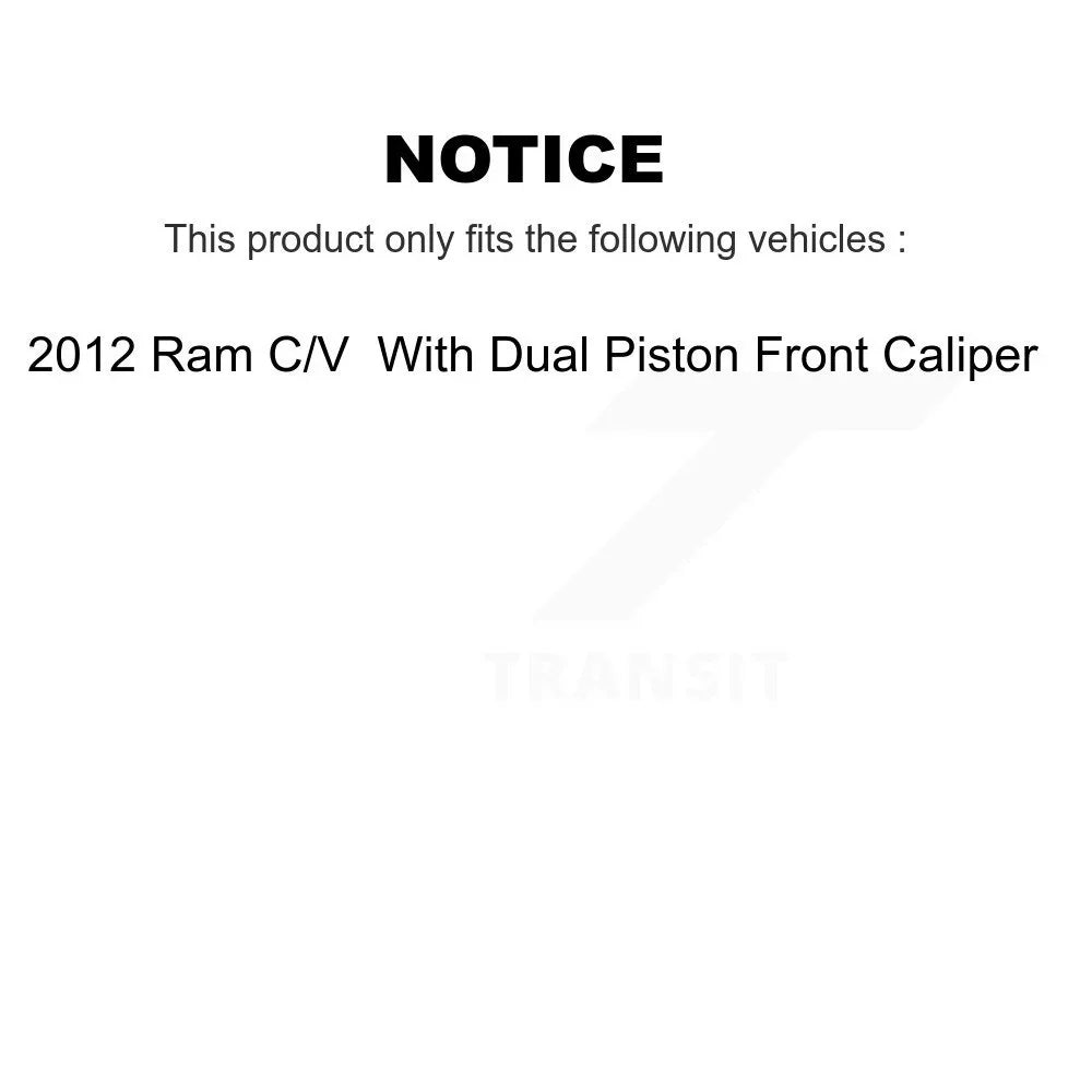 Transit Auto Rear Disc Brake Caliper Coated Rotors And Ceramic Pads Kit For 2012 Ram C/V With Dual Piston Front KCG-100132C