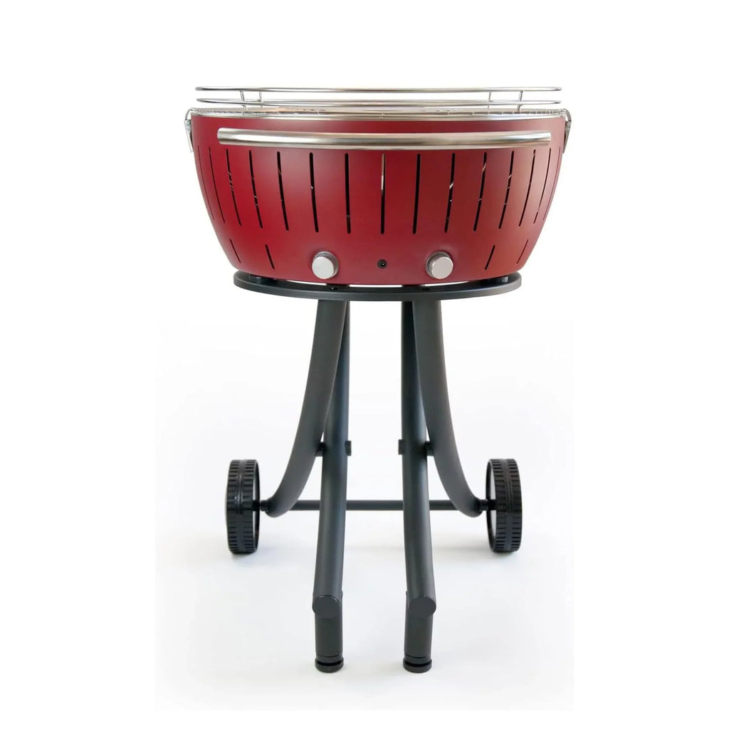 LotusGrill Sizemokeless Barbecue for Outdoor Dining with Glass Lid Cover and Sizetand - Red