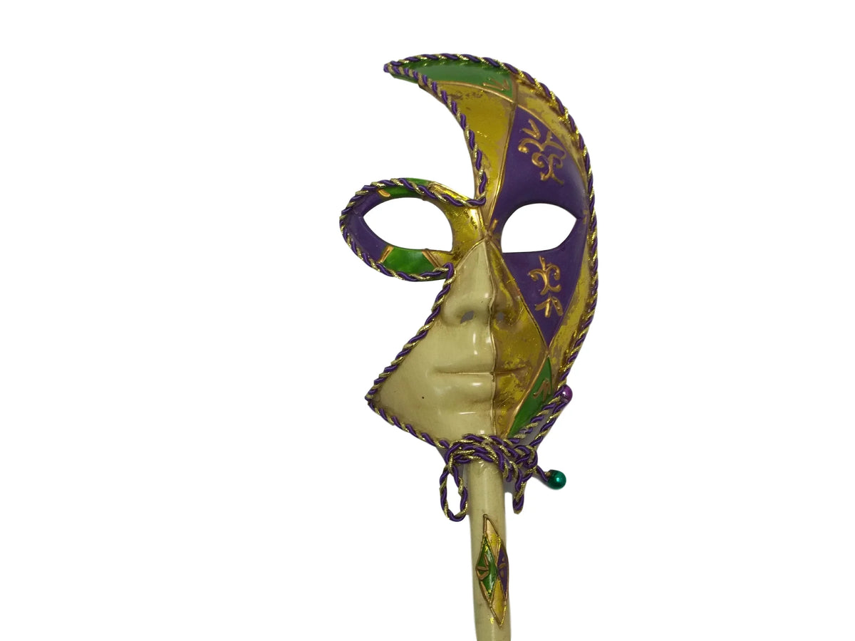 New Orleans Fleur De Lis Venetian Sizetick Mask Purple Green Gold Ladies