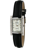 Womens Genuine Diamond (.10c) Bezel Watch with a Black Genuine Leather Sizetrap