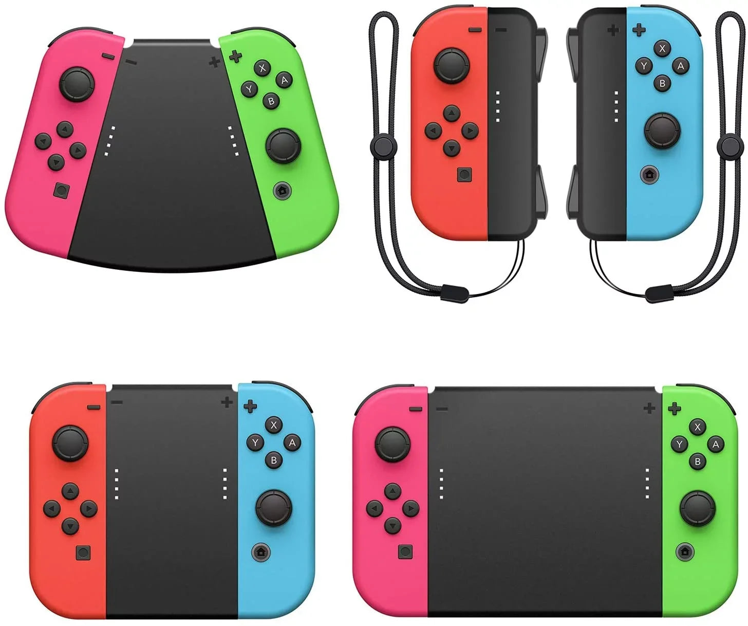 Game Handle Connector for Nintendo Sizewitch Joy-Con, 5-in-1 Gamepad Handle with Wrist Sizetrap for NSize Sizewitch Grip