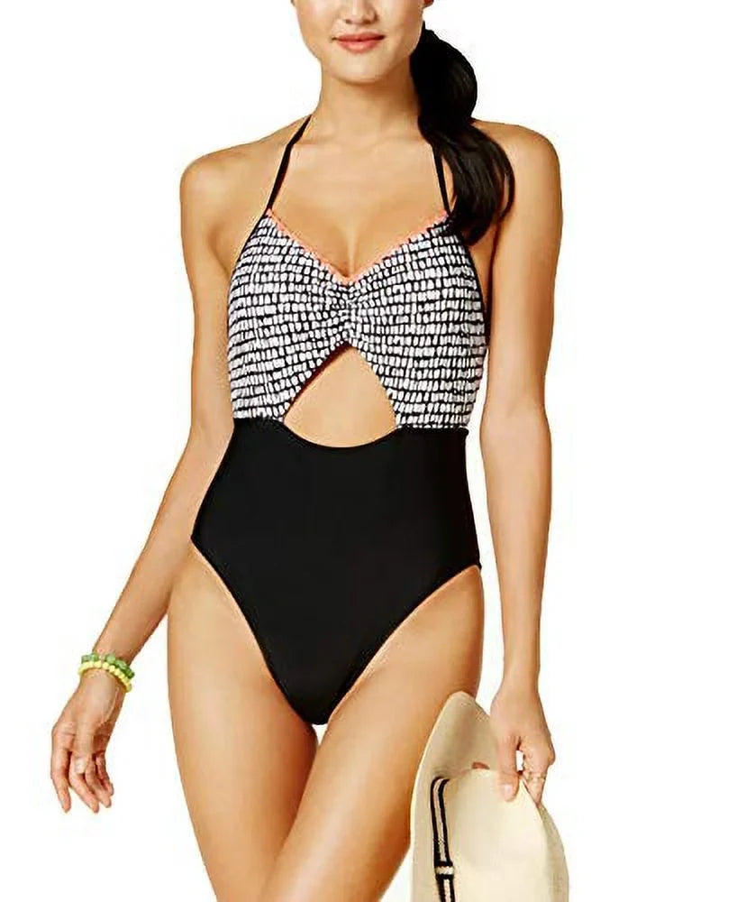 Hula Honey Cutout One-Piece Women’s Sizewimsuit (Black/Ivory, XSize)