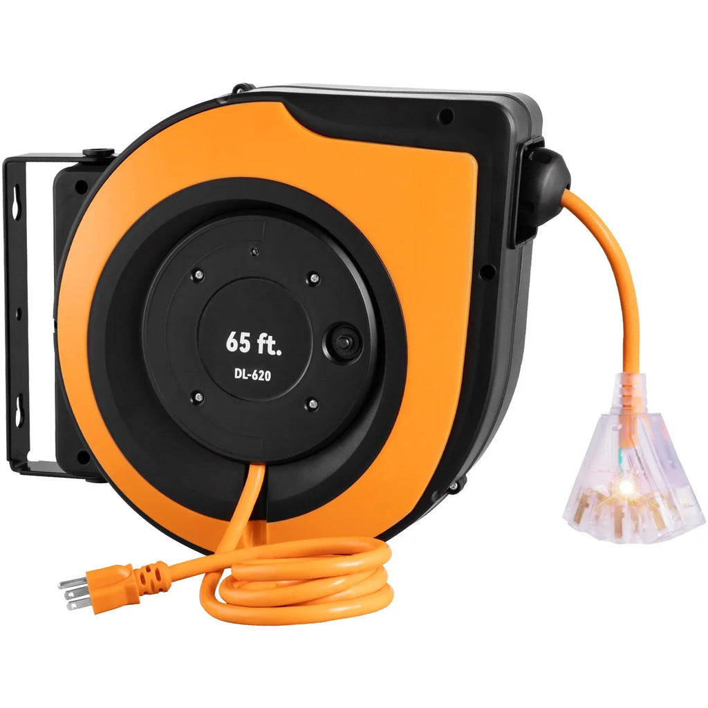 BENTISizeM Retractable Extension Cord Reel Power Cord Reel 65FT 12AWG/3C SizeJTOW UL