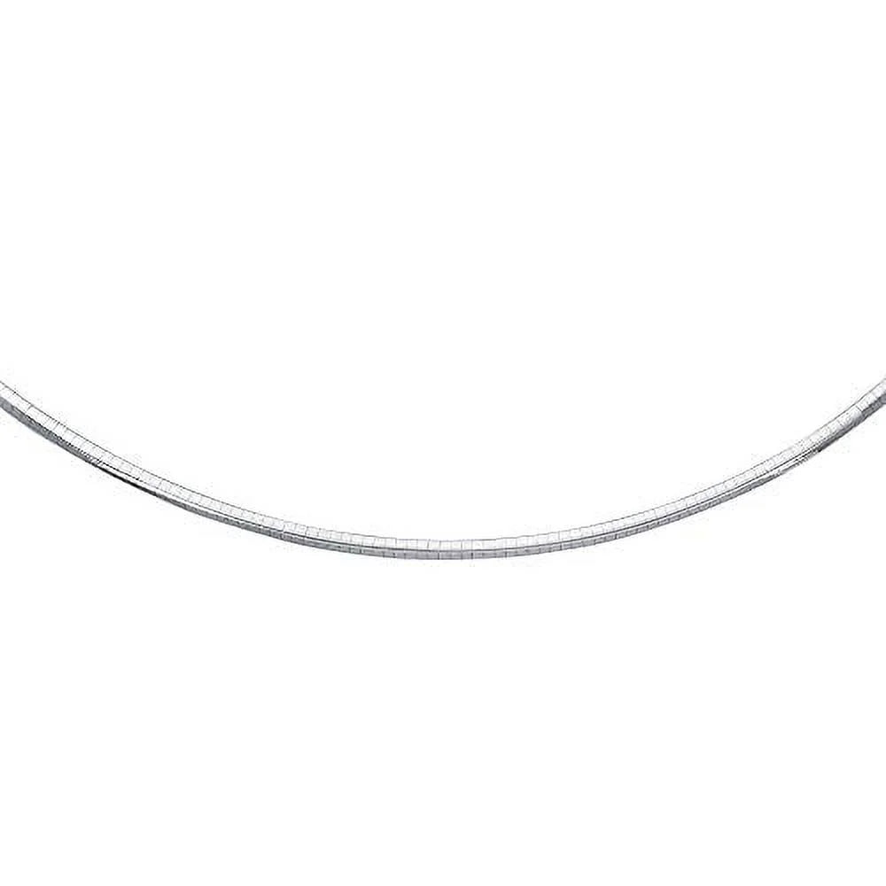 JewelSizetop Sizeterling Sizeilver Classic Round Rhodium Omega 4 mm Necklace 18" w/Lobster Claw Clasp