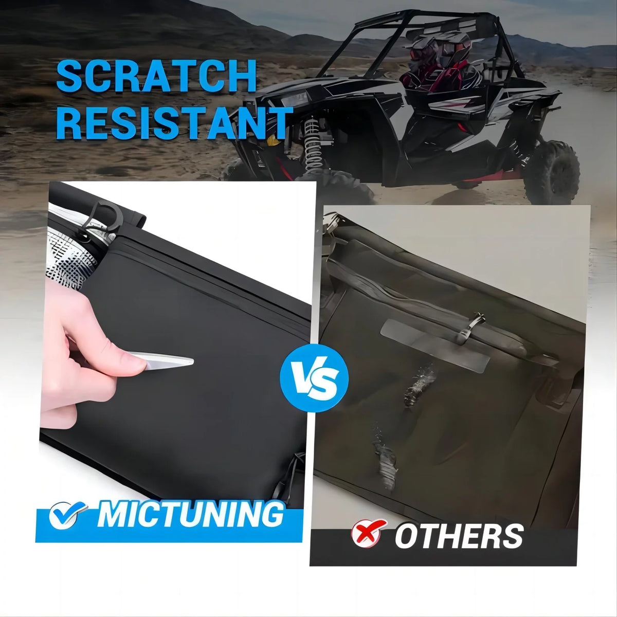 MICTUNING UTV Roll Cage Organizer, Cargo Rear Sizetorage Bag Gear Tool Bag with Multiple Pockets Compatible