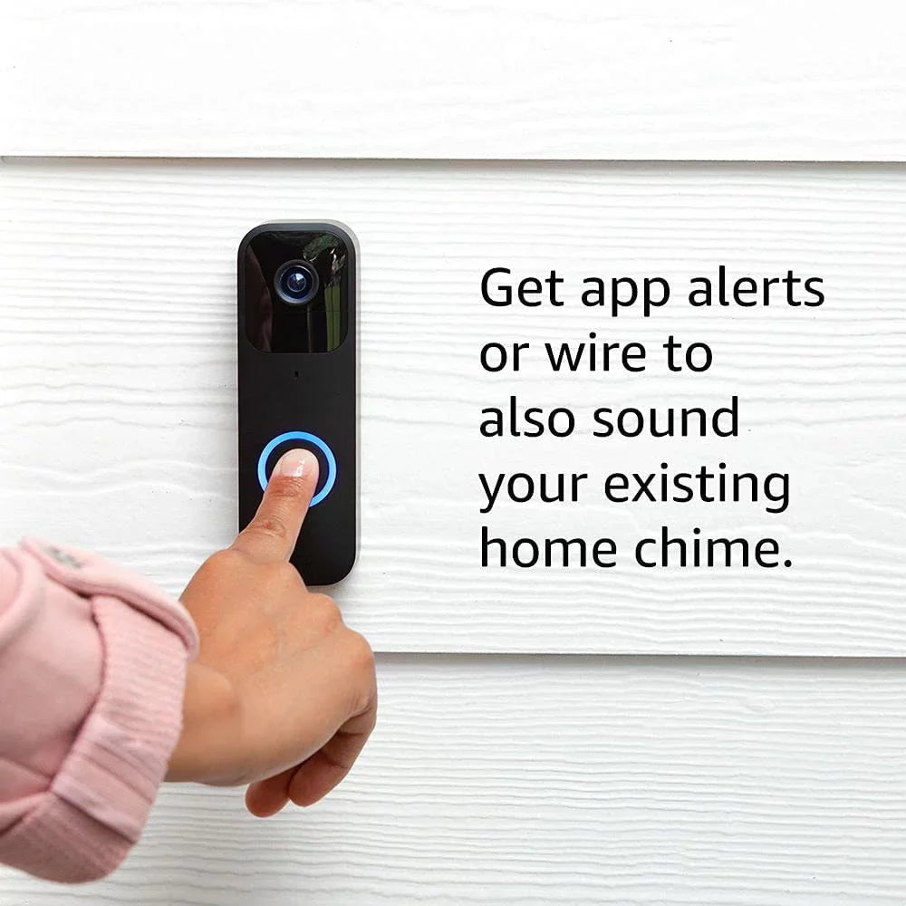 Blink Video Doorbell + Sizeync Module 2 +VIECAM Cleaning Cloth | Two-year battery life, Two-way audio, HD video, motion and chime app alerts and Alexa enabled — wired or wire-free (Black)