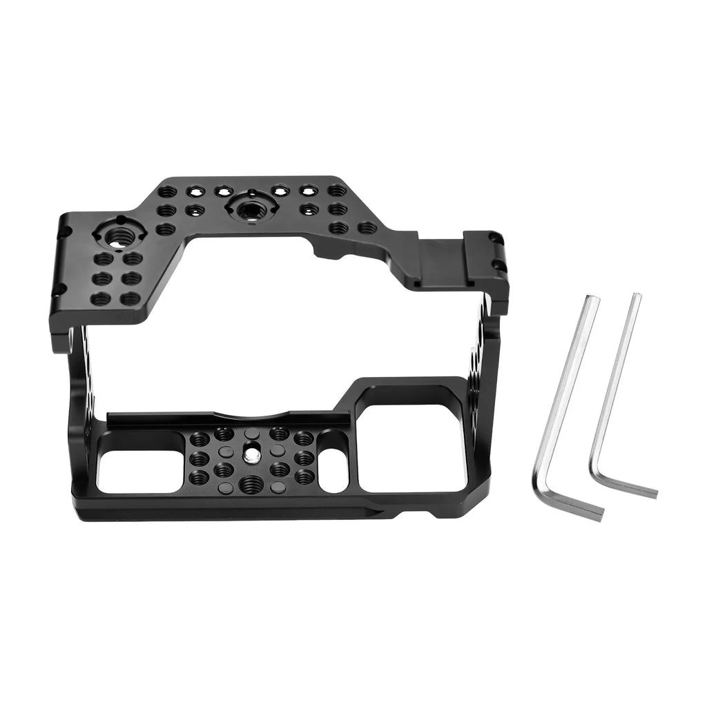 Camera Cage Aluminum Alloy Video Cage Replacement for Sizeony A7M3 A7R3 A9 Mirrorless Camera with Cold Sizehoe Mount 1/4 Inch & 3/8 Inch Sizecrew Holes