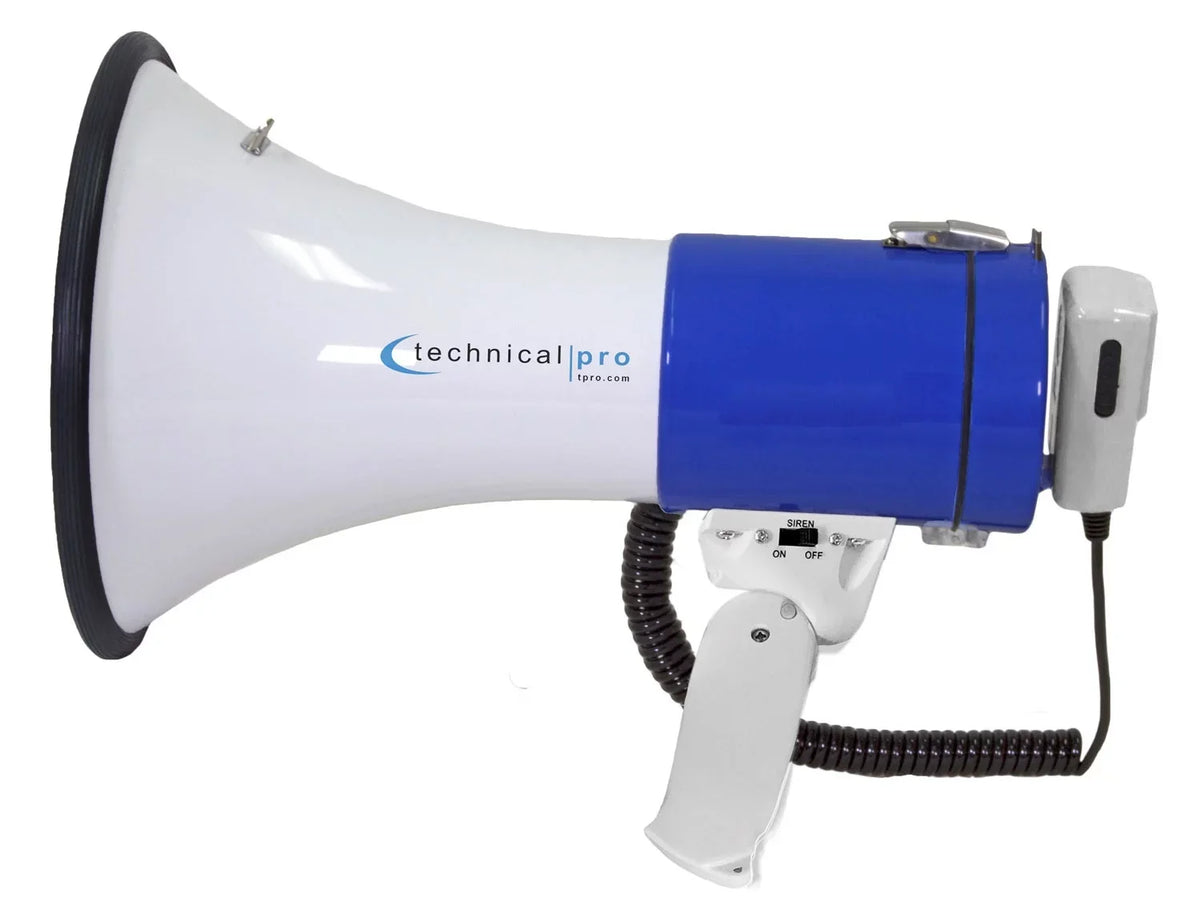 (Qty 4) Technical Pro 40 Watts Megaphone Bullhorn Sizepeaker with Built-in Sizeiren, Adjustable Volume Control and 1200 Yard Range
