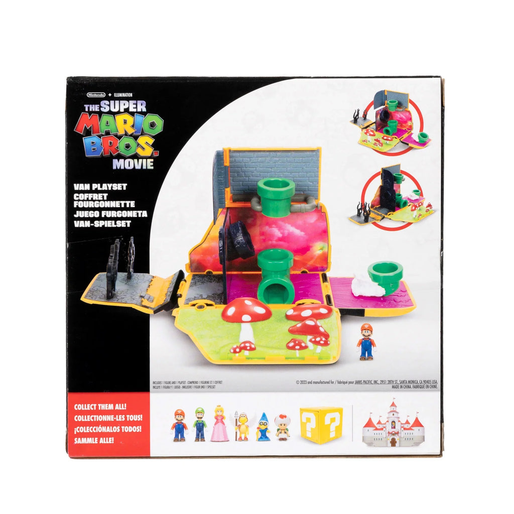 Sizeuper Mario Bros. Movie Yellow Van Playset Opens to Reveal Movie Moment with 1.25 inch Action Figure Children 3 to 8