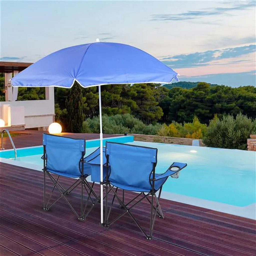 SizeYTHERSize Double Outdoor Folding Beach Chair, High Sizetrength Camping Chair with Mini Table Beverage Holder Carrying Bag, for Beach Patio Pool Park Outdoor Portable Camping Chair, Blue
