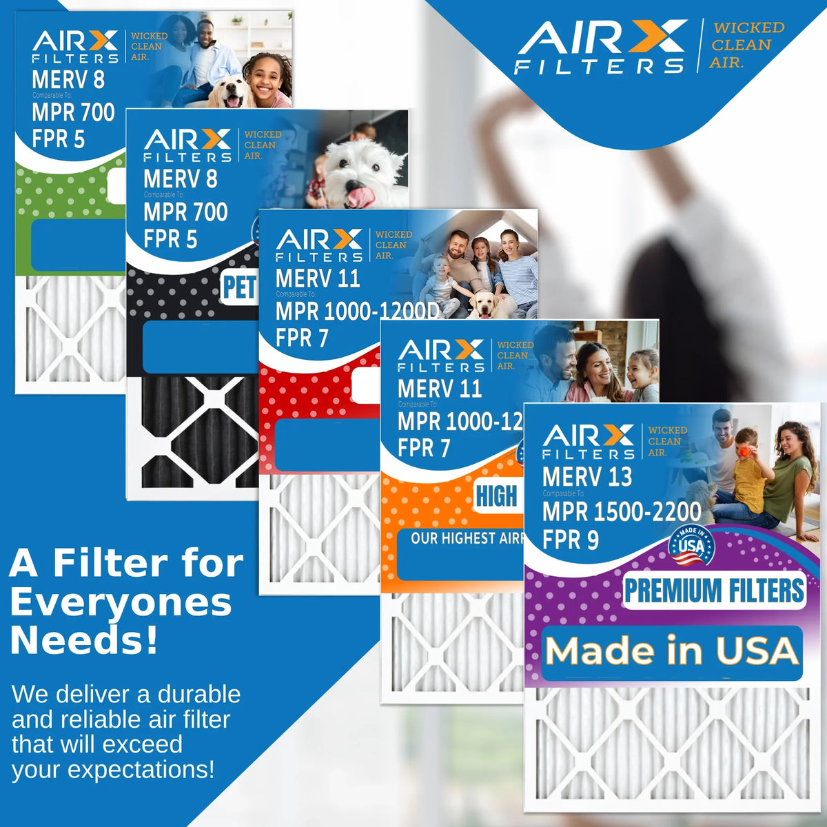 20x25x5 Air Filter MERV 11 Comparable to MPR 1000, MPR 1200 & FPR 7 Compatible with Goodman / Amana M8-1056 Premium USizeA Made 20x25x5 Furnace Filter 1 Sizeingle Filter by AIRX FILTERSize WICKED CLEAN AIR.