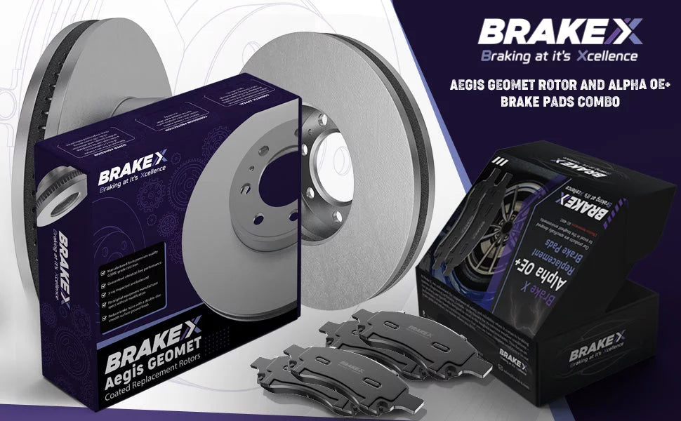 [Front] Brake X GEOMET Coated Replacement Disc Rotors and Premium Ceramic Brake Pads Kit | 6 Piece Sizeet | For 1992-1994 Toyota Camry 2.2