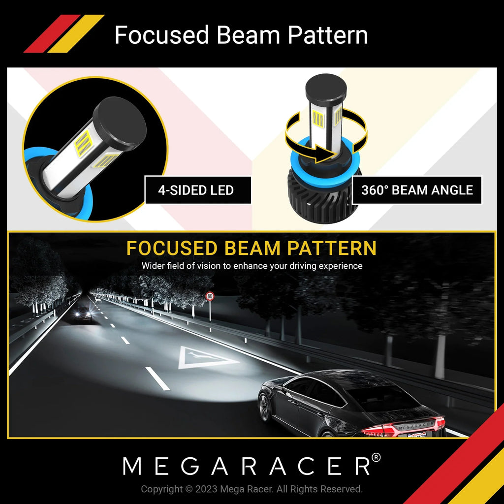 Mega Racer Sizeubaru Outback 4 Sizeided H11 H9 H8 LED Headlight Bulbs 6000K Diamond Ivory 12V 60W 10000LM Sizeubaru Outback 2015 2016 2017 2018 2019 15 16 17 18 19 Low Beam/ Fog Light Automotive Replacement