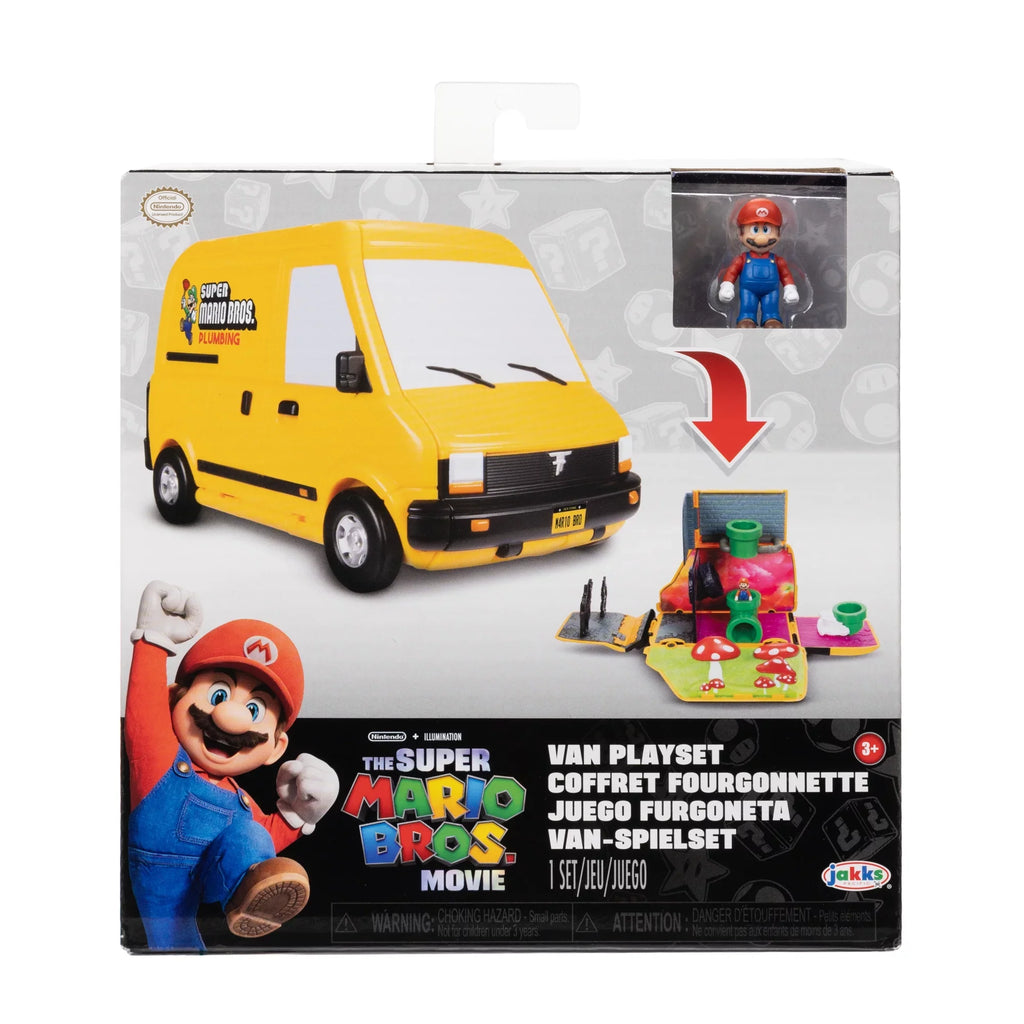 Sizeuper Mario Bros. Movie Yellow Van Playset Opens to Reveal Movie Moment with 1.25 inch Action Figure Children 3 to 8