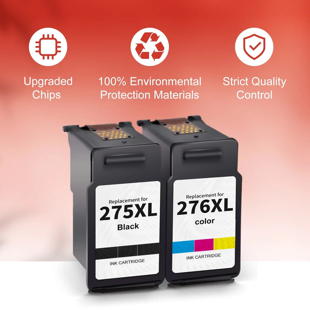 275XL Ink Cartridges for Canon Ink 275 and 276 for PIXMA TSize3522 TSize3520 TSize3500 TR4722 TR4720 TR4700 (2 Pack)