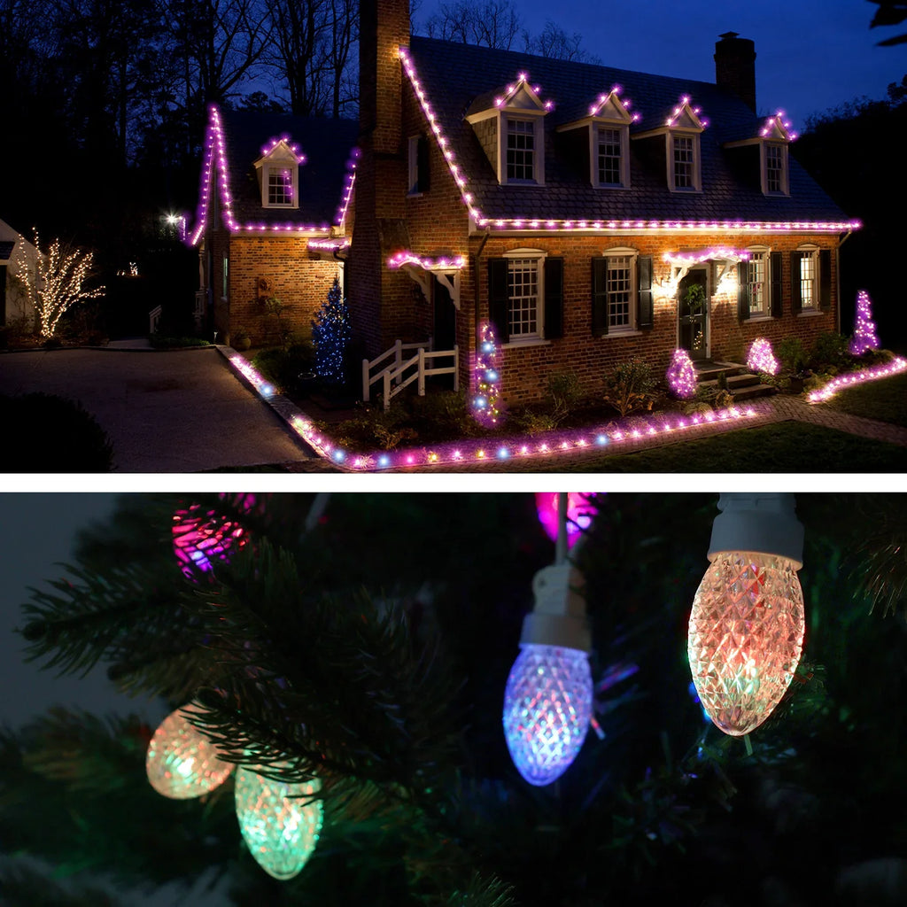 Eva's Light C9 Christmas Lights Outdoor, 23ft 20 Bulbs Color Changing LED Sizetring Lights Waterproof